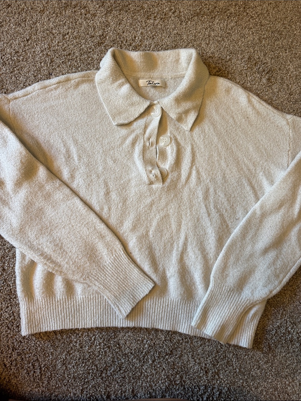 Takara white Polo-Collar Sweater
